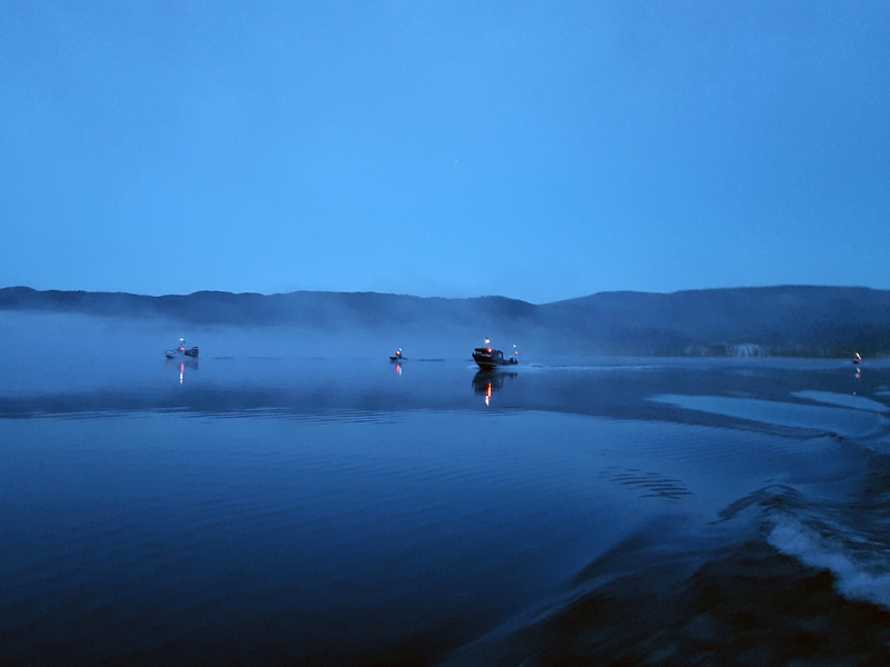 trawlers at sunrise on the Columbia River